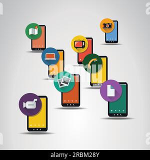 Flache Symboldesigns für mobile Apps Stock Vektor