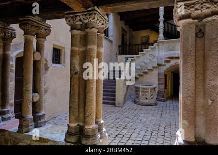 Frankreich, Aveyron (12), Rodez, Fenaille-Museum, Renaissance-Hof des Hôtel de Jouéry Stockfoto