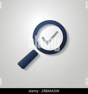 Häkchen setzen bei flachem Lupendesign Stock Vektor