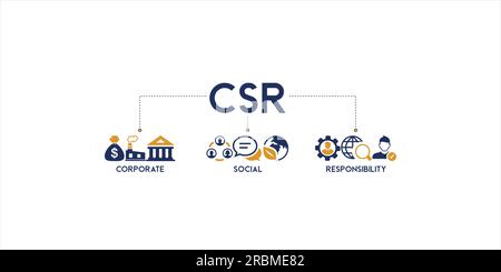 CSR Banner Web Icon Vektor-Illustration für Unternehmen und Organisation, Corporate Social Responsibility und das Geben an die Gemeinschaft Stock Vektor