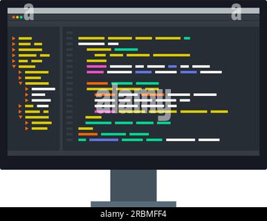 Code-Editor-Schnittstelle auf dem Computerbildschirm: Entwicklungs- und Programmierkonzept Stock Vektor