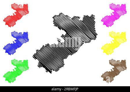 Kartenvektor des Bezirks Cheshire East (Vereinigtes Königreich Großbritannien und Nordirland, Ceremonial County Cheshire, England) Stock Vektor