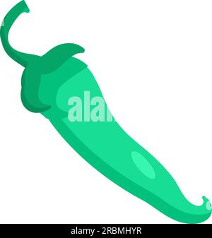 Scharfer, heißer mexikanischer grüner Pfeffer. Würzmittel für scharfe Soßen. Gesunde und gesunde Lebensmittel. Pflanzliche Speisen von Veganern bis hin zu vegetarischen Gerichten. Einfache farbige fl Stock Vektor