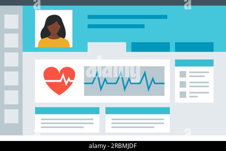 Elektronische Patientenakten auf dem Bildschirm, Telemedizinkonzept Stock Vektor
