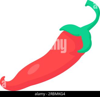 Heiße rote Chili-Pfeffer, Zutat in mexikanischen Gerichten. Pflanzliche Speisen von Veganern bis hin zu vegetarischen Gerichten. Gesunde und gesunde Lebensmittel. Einfacher farbiger flacher Vektor Stock Vektor