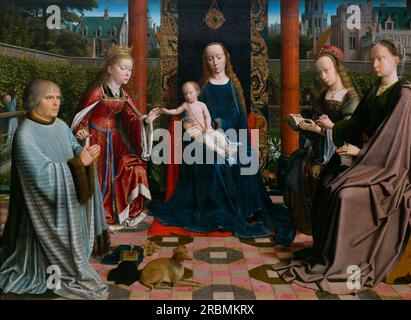 Jungfrau und Kind mit Heiligen und Spender, Gerard David, ca. 1510, Stockfoto