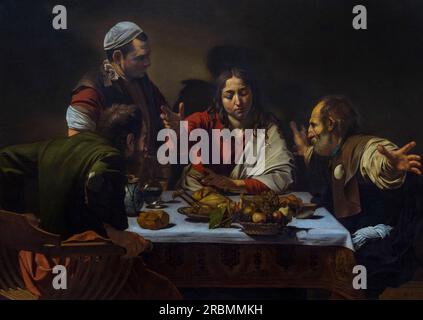 Abendessen in Emmaus, Caravaggio, 1601, Stockfoto