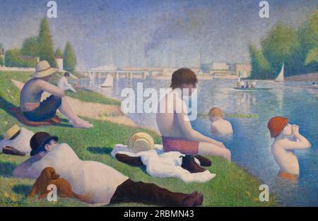 Badegäste bei Asnieres, Georges Seurat, 1884a, Stockfoto