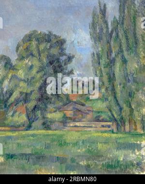 Landschaft mit Pappeln, Paul Cezanne, ca. 1885, Stockfoto