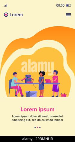 Kinder präsentieren Cyborg im Robotik-Kurs Stock Vektor