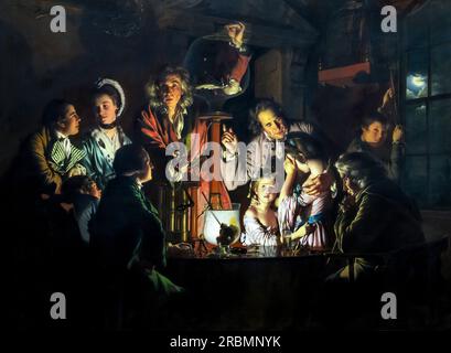 Ein Experiment zu einem Vogel in der Luftpumpe, Joseph Wright von Derby, 176ons, Stockfoto