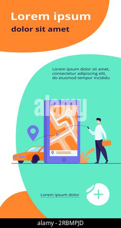 Kunde nutzt die Online-App für Taxibestellungen oder Mietwagen Stock Vektor