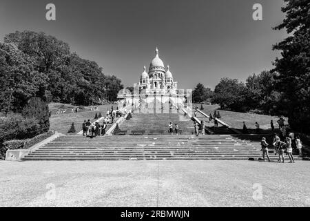 Basilika Sacre Coeur de Montmartre oder Basilika des Heiligen Herzens. Römische und neobyzantinische katholische Kirche im 18. Arr, Montmartre, Paris. Stockfoto