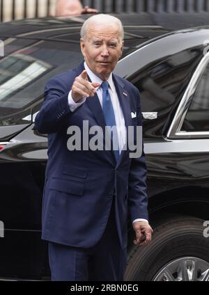 London, Großbritannien. 10. Juli 2023. US-Präsident Joe Biden trifft in der Downing Street 10 mit dem britischen Premierminister Rishi Sunak in London, England, zusammen. Kredit: S.A.M./Alamy Live News Stockfoto