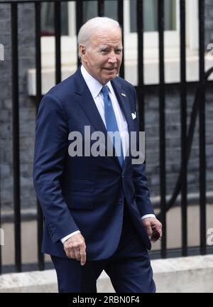 London, Großbritannien. 10. Juli 2023. US-Präsident Joe Biden trifft in der Downing Street 10 mit dem britischen Premierminister Rishi Sunak in London, England, zusammen. Kredit: S.A.M./Alamy Live News Stockfoto