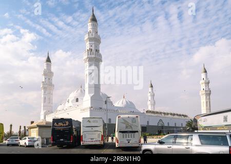 Medinah, Saudi-Arabien - 22. Dezember 2022: Quba-Moschee. Die erste Moschee im Islam. Stockfoto