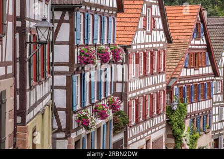Fachwerkhäuser in der Altstadt von Schiltach, Schwarzwald, Baden-Württemberg, Deutschland Stockfoto