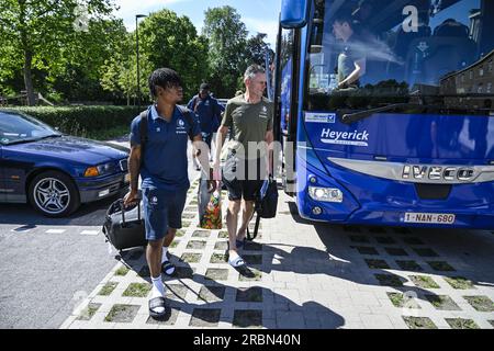 Gents Geschenk Emmanuel Orban, das bei der Ankunft im Hotel in einem Trainingslager des belgischen First League-Teams KAA Gent in Alkmaar, Niederlande, vor der Saison 2023-2024, Montag, den 10. Juli 2023, abgebildet wurde. BELGA FOTO TOM GOYVAERTS Stockfoto