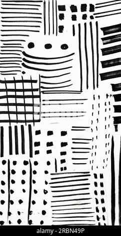 Handgezeichnete abstrakte Wolkenkratzer auf weißem Papier mit schwarzer Tinte Stockfoto