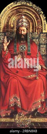 Das Gent-Altarpiece, God Almighty (Detail) 1432 von Jan van Eyck Stockfoto