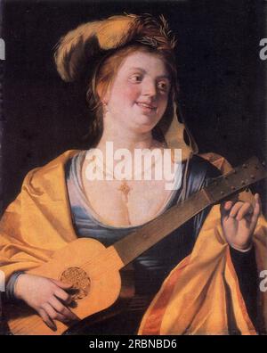 Frau mit Gitarre 1631 von Gerard van Honthorst Stockfoto