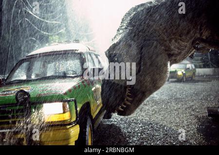 Jurassic Park Dinosaurier-Angriffsszene Stockfoto