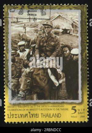 RUSSLAND KALININGRAD, 31. MAI 2016: Stempel gedruckt von Thailand, zeigt König Bhumibol Adulyadej, cirka 2006 Stockfoto