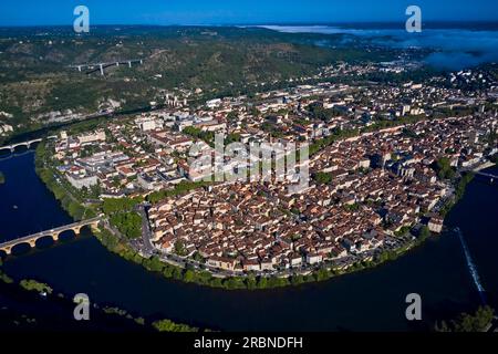 Frankreich, Lot (46), Cahors, allgemeiner Blick auf die Stadt, Lot Valley, Quercy Stockfoto