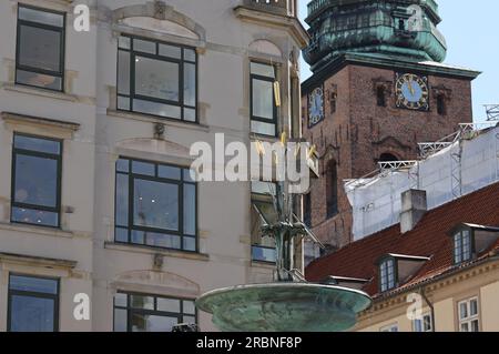 Charakteristische alte Gebäude der Stadt Kopenhagen Stockfoto