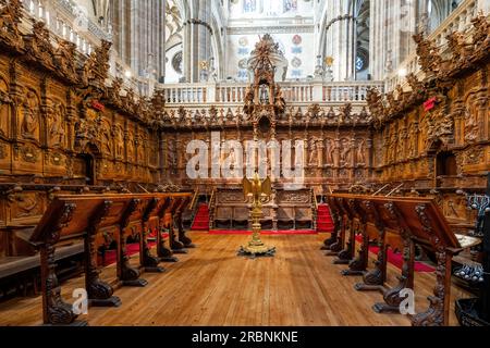 Chor in der Neuen Kathedrale von Salamanca - Salamanca, Spanien Stockfoto