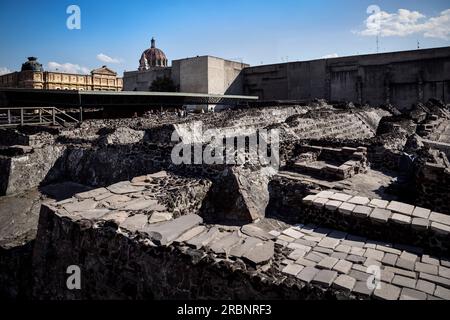 Ruinen des Museo Templo Mayor (größter Tempel in der Aztekenhauptstadt Tenochtitlan), Mexiko-Stadt, Mexiko, Nordamerika, Lateinamerika Stockfoto