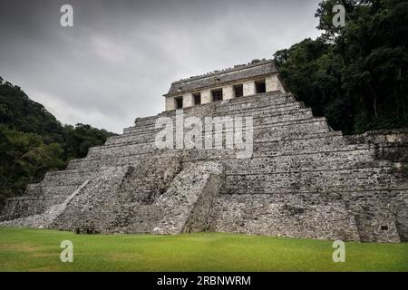 Tempel der Inschriften (Templo de las Inscripciones), archäologische Zone von Palenque, Maya Metropolis, Chiapas, Mexiko, Nordamerika, Lateinisches Amer Stockfoto