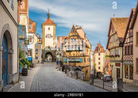 Plönlein und Siebersturm in der Altstadt von Rothenburg ob der Tauber, Mittelfrankreich, Bayern Stockfoto