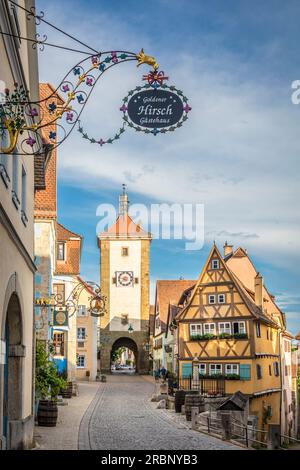 Plönlein und Siebersturm in der Altstadt von Rothenburg ob der Tauber, Mittelfrankreich, Bayern Stockfoto