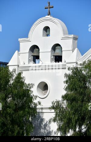 Katholische Kirche Unsere Lady Queen of Angels, La Iglesia de Nuestra Señora la Reina de los Ángeles, Los Angeles Plaza oder Plaza de Los Ángeles, USA Stockfoto