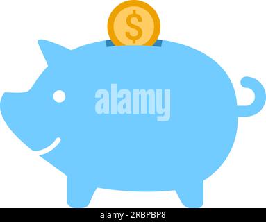Dollar-Münze in einem Sparschwein: Budget-, Investitions- und Sparkonzept Stock Vektor