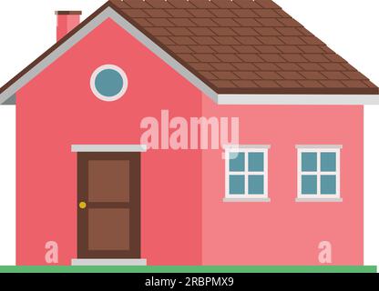 Isoliertes traditionelles Haus mit rosafarbenen Wänden, Immobilien- und Gebäudekonzept Stock Vektor
