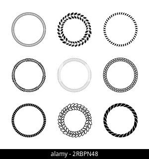 Verschiedene schwarze runde Seilrahmen Stock Vektor