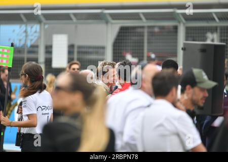 Silverstone, Großbritannien. 09. Juli 2023. SILVERSTONE, England, 09. JULI 2023; Making off, APEX-Filmcrew im Startfeld, Brad Pit Formel 1, BRITISCHER Grand Prix F1 auf der Silverstone Rennstrecke - Formel 1 Grosser Preis von England, 09. JULI 2023 - kostenpflichtiges Bild, Foto und Copyright © Anthony STANLEY/ATP Images (STANLEY Anthony/ATP/SPP) Guthaben: SPP Sport Press Photo. Alamy Live News Stockfoto