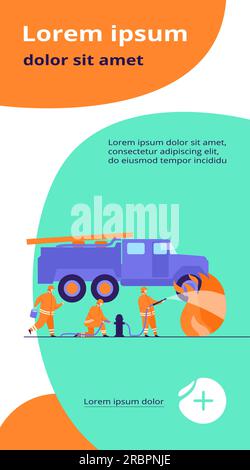 Mutige Feuerwehrleute, die mit Flammen kämpfen Stock Vektor