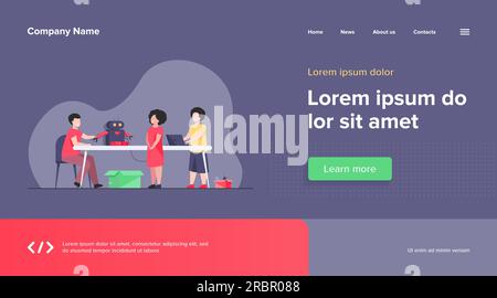 Kinder präsentieren Cyborg im Robotik-Kurs Stock Vektor