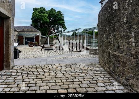 Alte Kanonen im Oldbridge House, Battle of the Boyne Visitor Centre, Drogheda, Grafschaft Louth, Irland. Stockfoto