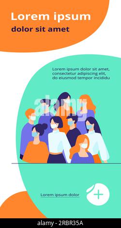 Menschenmenge, die draußen Gesichtsmasken tragen Stock Vektor