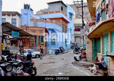 Indien, Jodhpur, Altstadt, mit engen Gassen, die blaue Stadt in der Thar Wüste, Radjastan Stockfoto