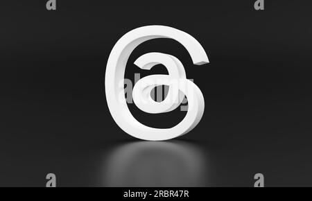 Madrid, Spanien - Juli 2023: Thread-Logo auf schwarzem Hintergrund. 3D-Rendering. Stockfoto