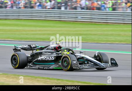 Silverstone, Towcester, Northamptonshire, Großbritannien, am 09 2023. Juli. Lewis Hamilton, Mercedes, während des Formel 1-Rennens beim Formel 1 Aramco British Grand Prix in Silverstone, Towcester, Northamptonshire, Großbritannien am 09 2023. Juli. Francis Knight/Alamy Live News Stockfoto