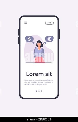 Eine Frau, die steht und über den Kurs nachdenkt Stock Vektor