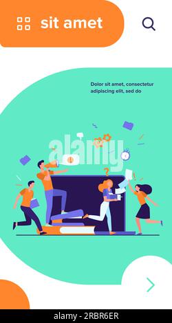 Wütender Boss mit Megafon, der Mitarbeiter anschreit Stock Vektor