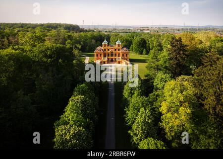 Luftbild des beliebten Jagd- und Vergnügungspalastes in Ludwigsburg, Baden-Württemberg, Deutschland, Europa Stockfoto