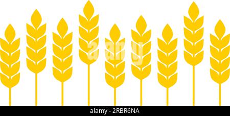 Stilisiertes Weizenohr Backwaren – Lebensmittel – Ernte – Weizenkörner – Symbolsatz. Vektorbild. Stock Vektor